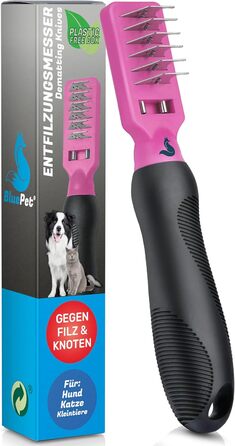 Професійний гребінець для розплутування шерсті собак та котів BluePet Profi - розплутування, видалення ковтунів, для правої руки, блакитний (та рожевий)