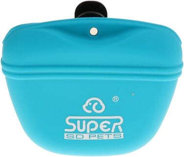 Сумка для дресирування собак з силікону, блакитна. Зручна для винагороди та перенесення ласощів. З кріпленням на ремінь. 3 кольори на вибір.