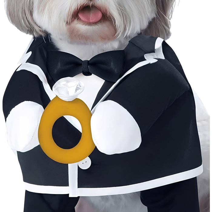 Костюм для собаки, нареченого, чорний/білий, розмір Small