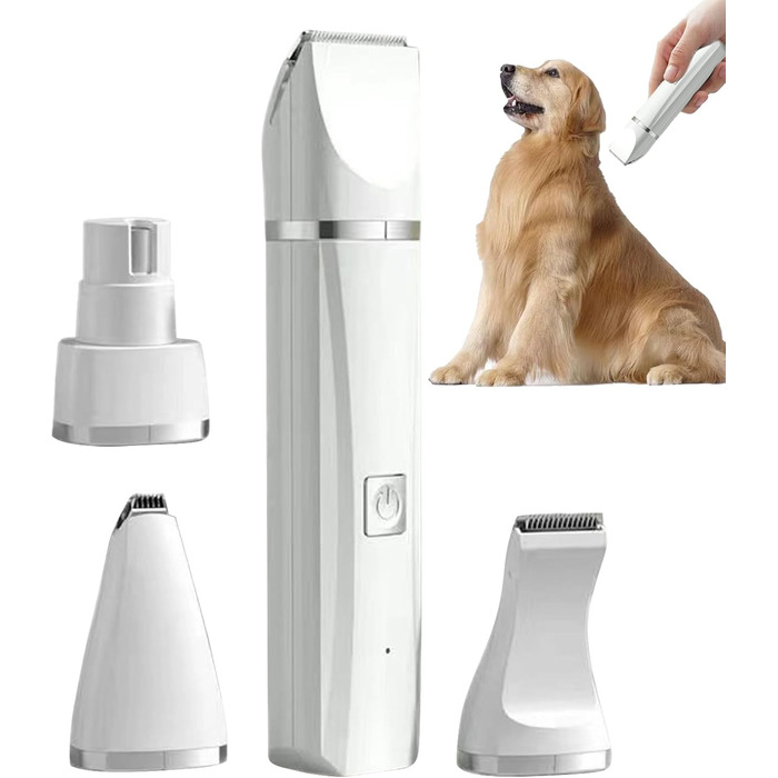 Електричний триммер для собак 4-в-1: стрижка, грумінг, догляд за кігтями та шерсті. Бездротовий, тихий, для цуценят та собак білих порід