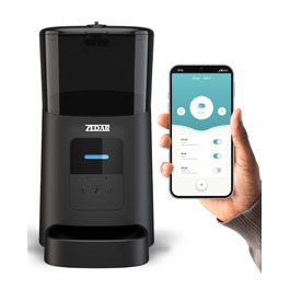 Автоматичний годівник для котів та собак Zedar A600 з контролем через APP, 6 літрів, нержавіюча сталь, чорний