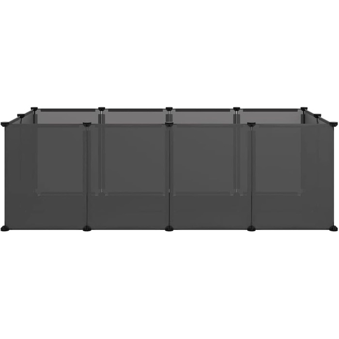 Клітка для дрібних тварин vidaXL, чорна, 144x74x46,5 см, пластик та сталь, вольєр для домашніх тварин