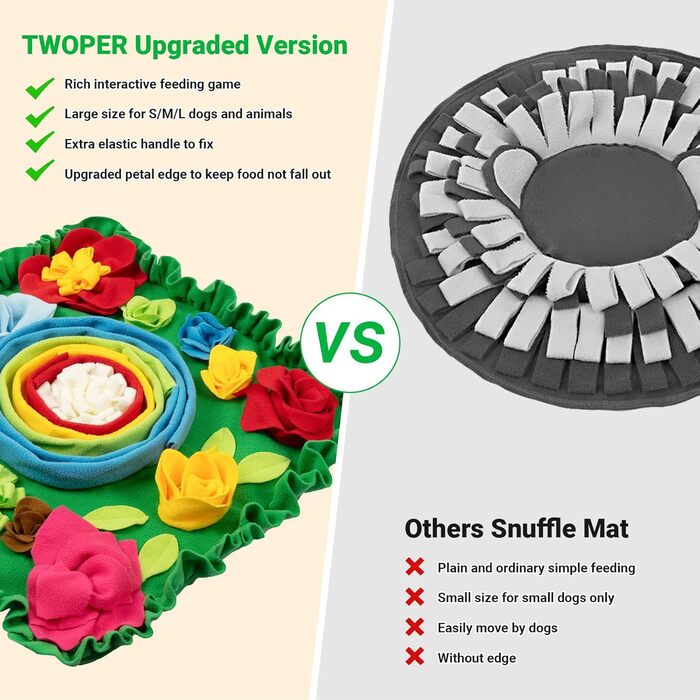 Schnüffelmatte для собак TWOPER – інтерактивна іграшка-головоломка, повільна годівниця для цуценят, лікувальна килимок