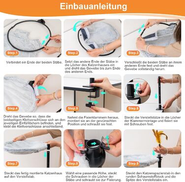 Крісло-лежанка для кота Uross на стіл - 360° обертання та регулювання висоти, м'яка гамачок для котів з 2 знімними чохлами, місце для сну для дому/офісу - для цілорічного використання (двошарове, сіре)