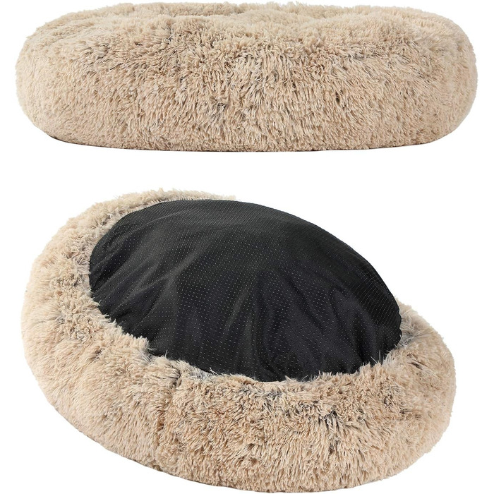 М'яке ліжко для собак та котів, маленьке, зручне, плюшеве, коричневе (60 см), з неслизьким дном, машинного прання