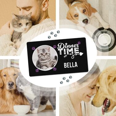 Персоналізована килимок для годування домашніх тварин з ім'ям та фото - Royal Print, 60 x 35 см, неслизький