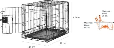 Складана металева клітка для собак Amazon Basics з піддоном, чорна, 56x33x40 см, одні двері