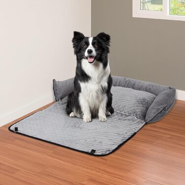 Автокрісло для собак Todeco: великі та середні породи, миється, знімається, з ременями безпеки, кишені, водонепроникне, сіре