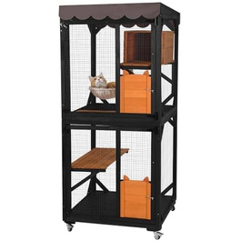 Кітче (Catio) для котів X-ZONE: вулиця, будинок, ліжко, дряпка, 80x80x182.5 см (сірий)