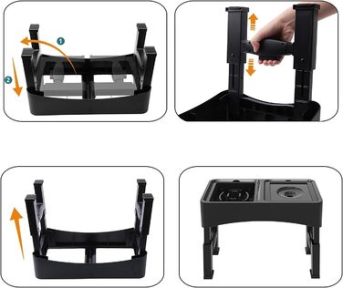 Підвищена годівниця для собак WS - 2-в-1 з регульованою висотою, анти-розливання, миска для корму та води без облизування (чорна)