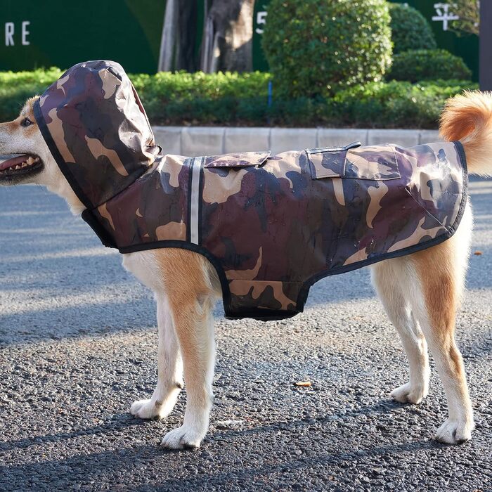 Водонепроникна куртка для собак KoKoBin з капюшоном, світловідбиваюча, XXL, коричнева