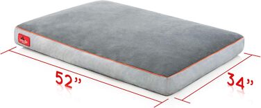 Brindle ортопедичне ліжко для собак з подрібненої піни Memory Foam, знімний та праний чохол, 132×86 см, сірий