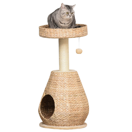 PawHut Cat Tree з котячою печерою 82,5H см, іграшка з сизалю та м'ячем для маленьких котів, стайня та кольорова в жовтому кольорі