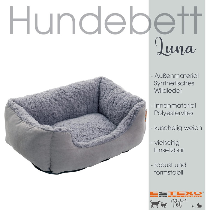 Крісло-ліжко для собак ESTEXO, сіро-світло сірий колір, 90x70x20 см