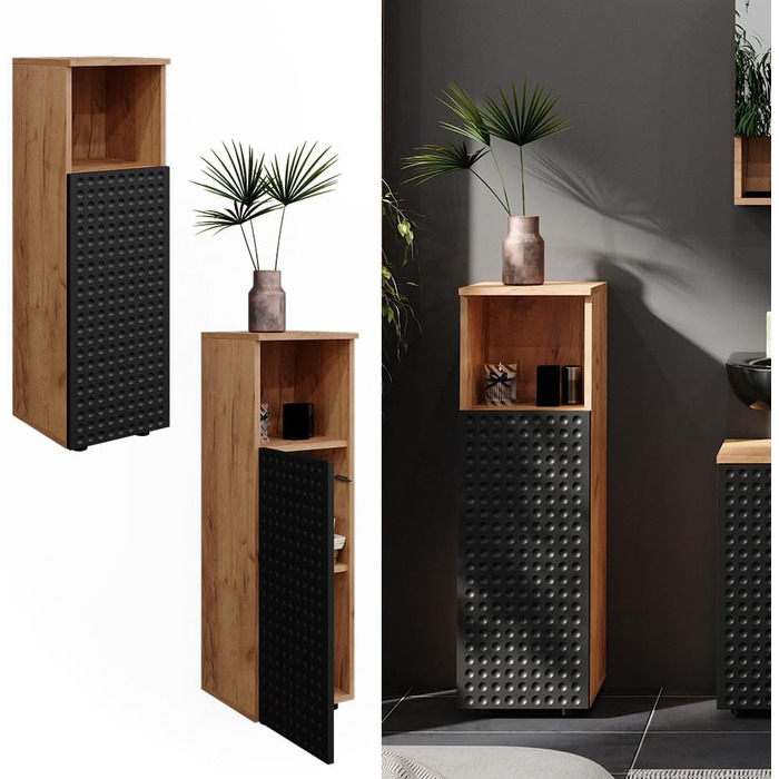 Пенал для ванної Vicco Irma 30x95 см, антрацит з крапками, меблі для ванної кімнати