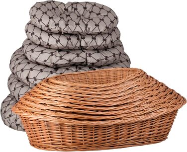 Корзина для собак з ротангу, корзина для тварин, корзина для котів (Бежева, 100x75 H27)