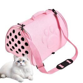 Транспортна сумка для котів та собак, складана, рожева. Зручна переноска для тварин з регульованим плечовим ременем для подорожей та до ветеринара