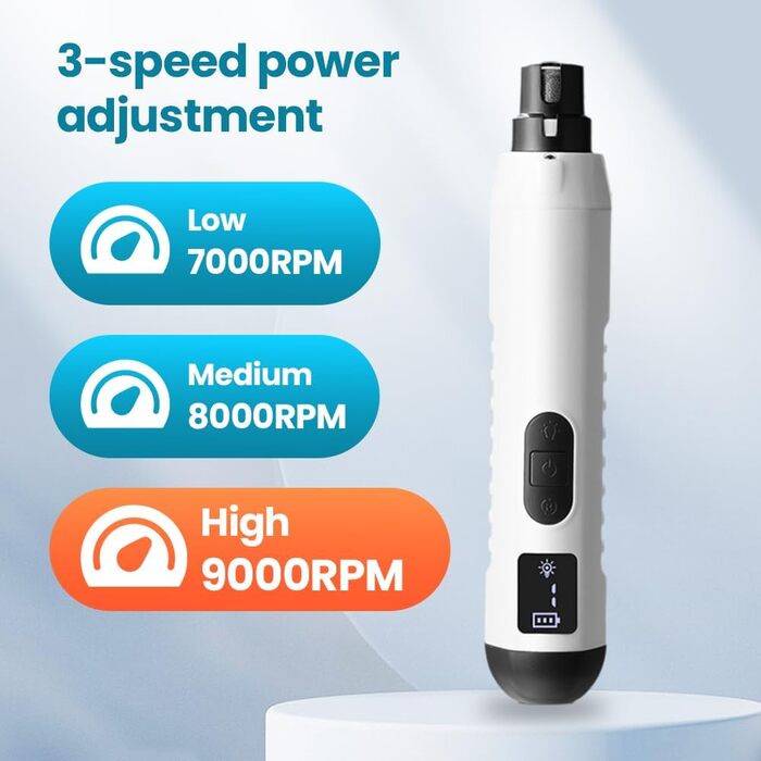 Електричний шліфувальник для собак Profi Krallenschleifer: тиха шліфувальна машинка з LED, 5 режимів, преміум якість (сірий)