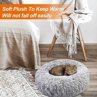 Кругле ліжко для собак та котів, м'яке, зручне, діаметр 50 см, сірий колір