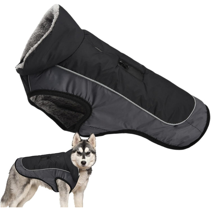 Зимова куртка для собак | Тепла зимова куртка | Відображаюча куртка для собак | Чорна куртка для собак, розмір 2XL