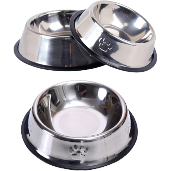 Набір з 3 мисок для котів з нержавіючої сталі, антиковзкі, для котів та кошенят