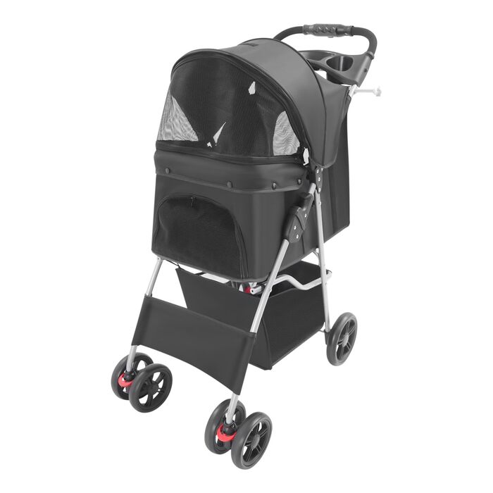 Візок для собак 2в1, переноска для собак, складаний візок-переноска до 15 кг з сітчастими віконцями, тримачем для напоїв, дощовиком, візок-джер для тварин