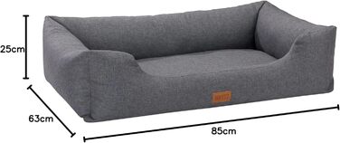 Крісло-ліжко для собак MSS e.K. з м'якою подушкою, знімним велюровим покриттям, 60 x 44 x 23 см, для великих собак (85 x 63 см, антрацит)