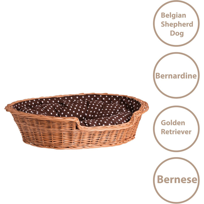 Корзина для собак та котів з плетіння лози e-wicker24, 100x100 см, з подушкою