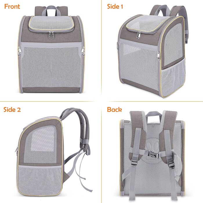 Рюкзак-переноска для собак та котів ALLSOPETS, рюкзак для тварин з безпечним ременем, світловідбиваючими смугами, для подорожей (Хакі)