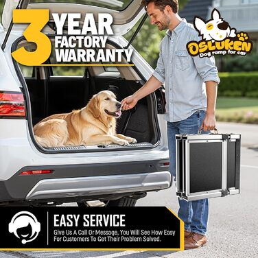 Рампа для собак у автомобіль (150 кг), розкладна, L 180 см, B 43 см, кут нахилу 90°, для великих собак, SUV, вантажівки
