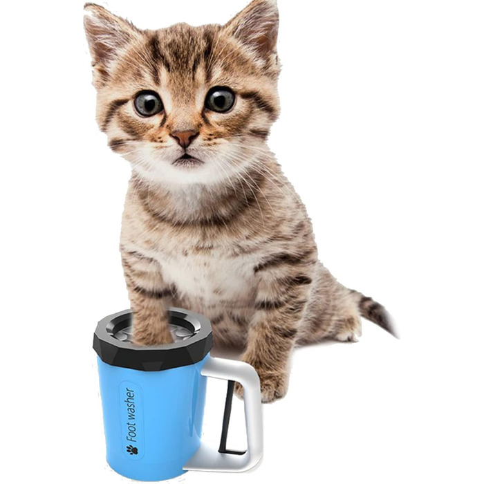 Очищувач для лап собак PJDDP, портативний, силіконовий, з щіткою та рушником, для собак та котів (блакитний)