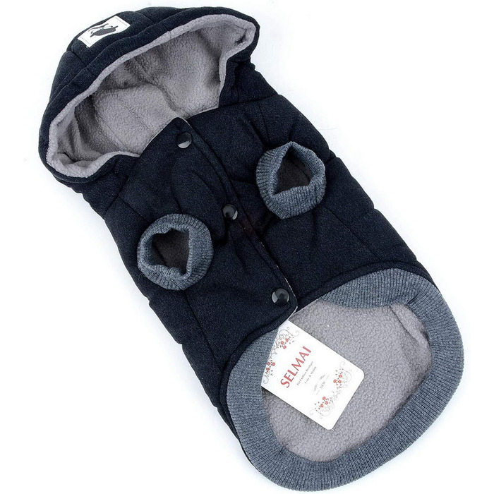 Зимова куртка для собак Selmai, тепла накидка для маленьких собак, чорна, XL