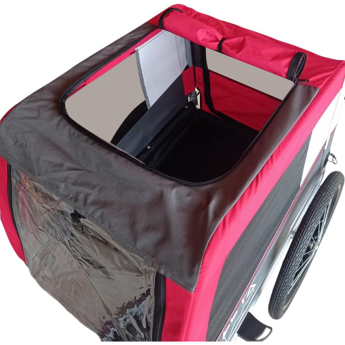 Papilioshop 2-в-1: велосипедний причіп та візок для собак та домашніх тварин, складаний, легкий та стабільний, для транспортування та прогулянок (M-червоний)