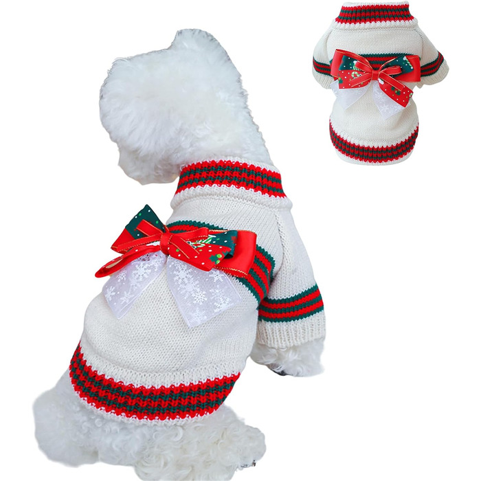Пуловер для тварин на Новий рік, для котів та собак, в'язаний з петлею, для холодної погоди, цуценята, 2 ноги, в'язані вироби для котів, цуценят, маленьких собак, розмір XS (Зелений)