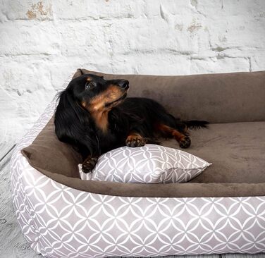 М'яке собаче ліжко Otto 80x60 см, коричневе. Знімна та пральна наволочка. Ліжко-кошик для собак середніх порід.