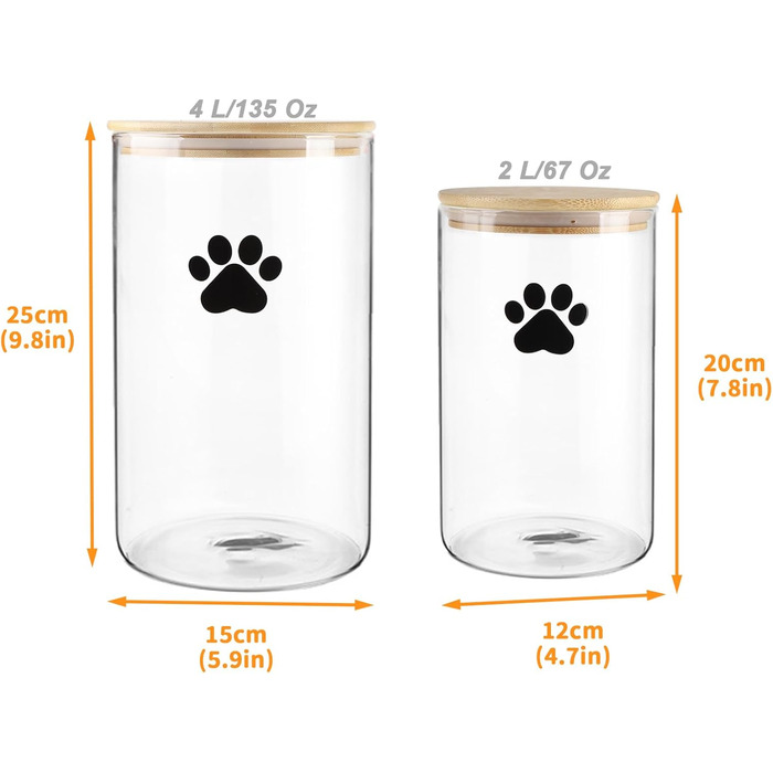 Набір контейнерів для ласощів для собак та котів Geyecete (4L+2L) з дерев'яною кришкою