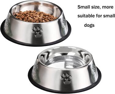 Набір з 2 мисок для собак з нержавіючої сталі, великі та малі, антиковзні, 30 см та 18 см