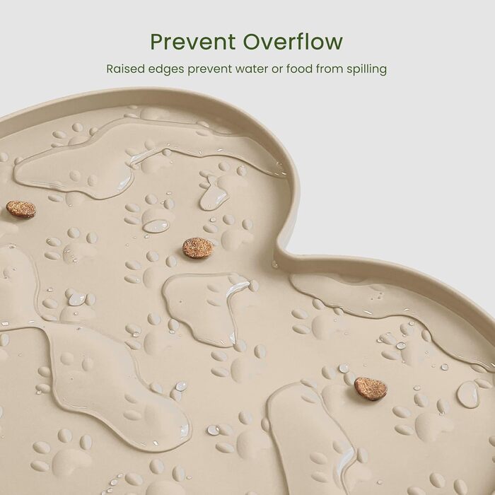 Килимок для годування собак та котів PWTAA, силіконовий, неслизький, з високим бордюром, 81x41 см, бежевий