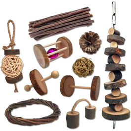 Іграшки для гризунів Goter: набір з 10 шт. з яблуневої деревини. Іграшки для хом'яків, щурів, шиншил. Натуральні ласощі та аксесуари для тварин.