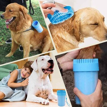 Очисник лап для собак, портативний, силіконовий, для котів та собак, блакитний