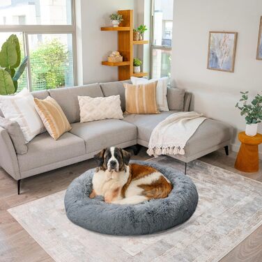 Лежак для котів і собак Best Friends by Sheri Calming Donut XL, сірий, 114 см, з плюшевого хутра