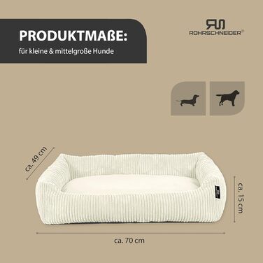 Лежанка для собак Rohrschneider, миюча, для маленьких та середніх собак, з подушкою Cord, 70x50 см, включає пакети для прогулянок (ваніль, широка тканина Cord)