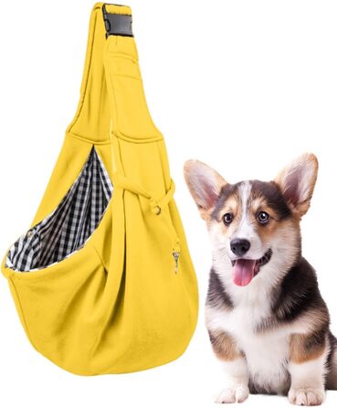 Сумка-переноска для собак, перекидна, маленька, жовта, для прогулянок та подорожей