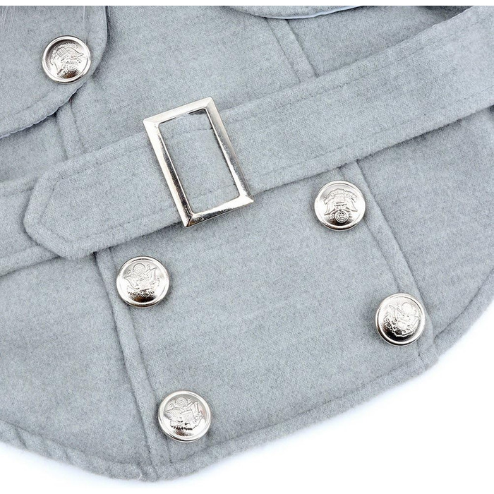 Зунеа Тепла куртка для тварин Pea Coat для цуценят, флісова куртка, жакет для маленьких собак і котів, зимовий парка, вітрозахисний, з штучним хутром, європейський стиль, сірий, великий розмір