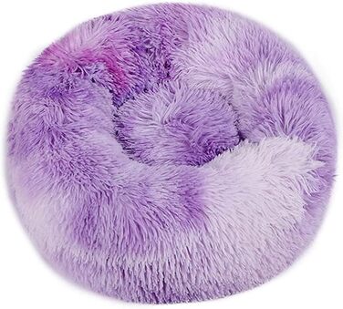 Кругле ліжко для собак та котів Chickw1, тепле м'яке ліжко-пончик, миється, не слизьке, для маленьких, середніх та великих собак (100см, Tie-Dye фіолетовий)