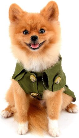 PAIDEFUL Західна куртка для маленьких собак, вітронепроникна, з поясом, для осені та зими, розмір S, хакі