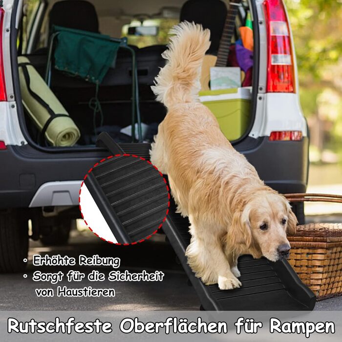 Наізі Рампа для собак 156см, складна, з антиковзким покриттям, для собак/кішок/домашніх тварин до 90 кг, чорна