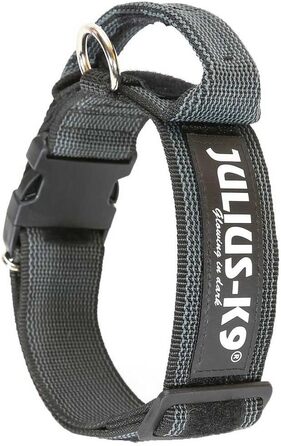 Нашийник для собак JULIUS K-9 200HA-K-2015 серії Color & Gray, чорно-сірий, з ручкою, регульований, ширина 50 мм, розмір 49-70 см