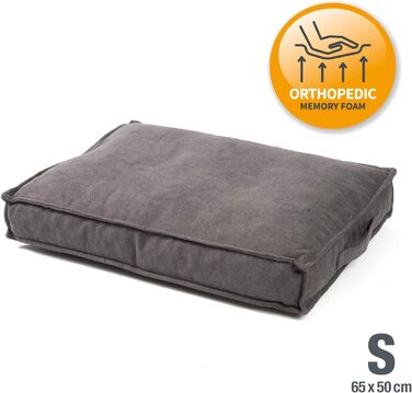 JAMAXX Преміум ортопедична подушка для собак з Memory Foam, сірого кольору, 65x50 см (S), водонепроникна, миється, з м'якою оббивкою