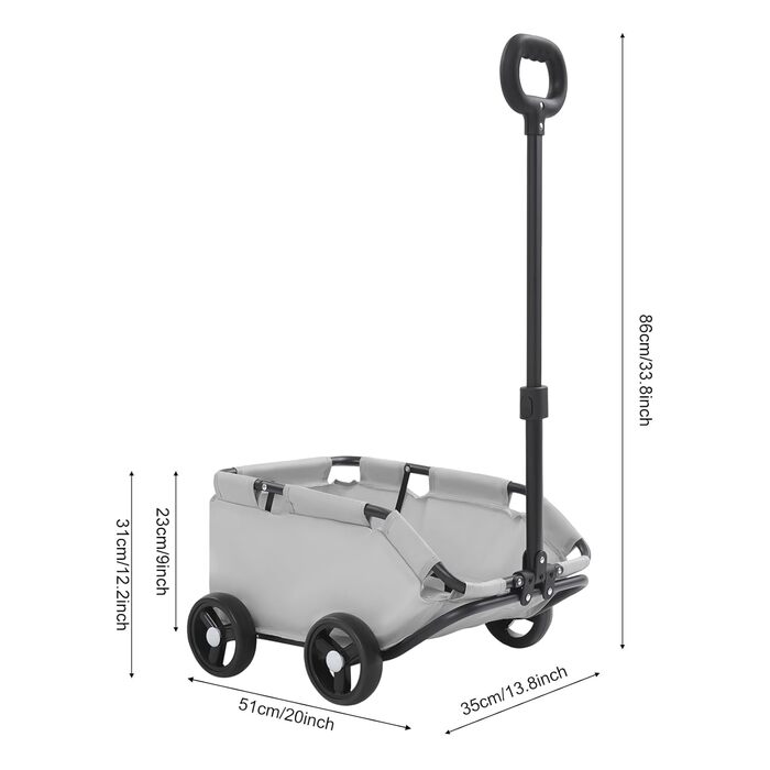 Візок для собак та котів Mini Hundewagen, сірий, до 10 кг, розкладний, з висувним ручками